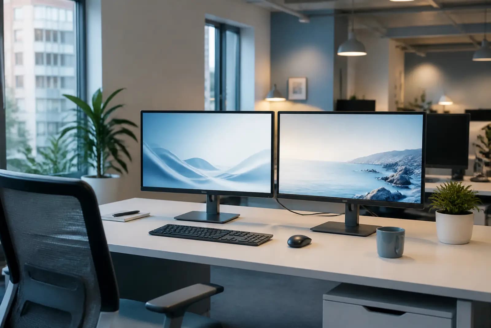 Technology office desk setup